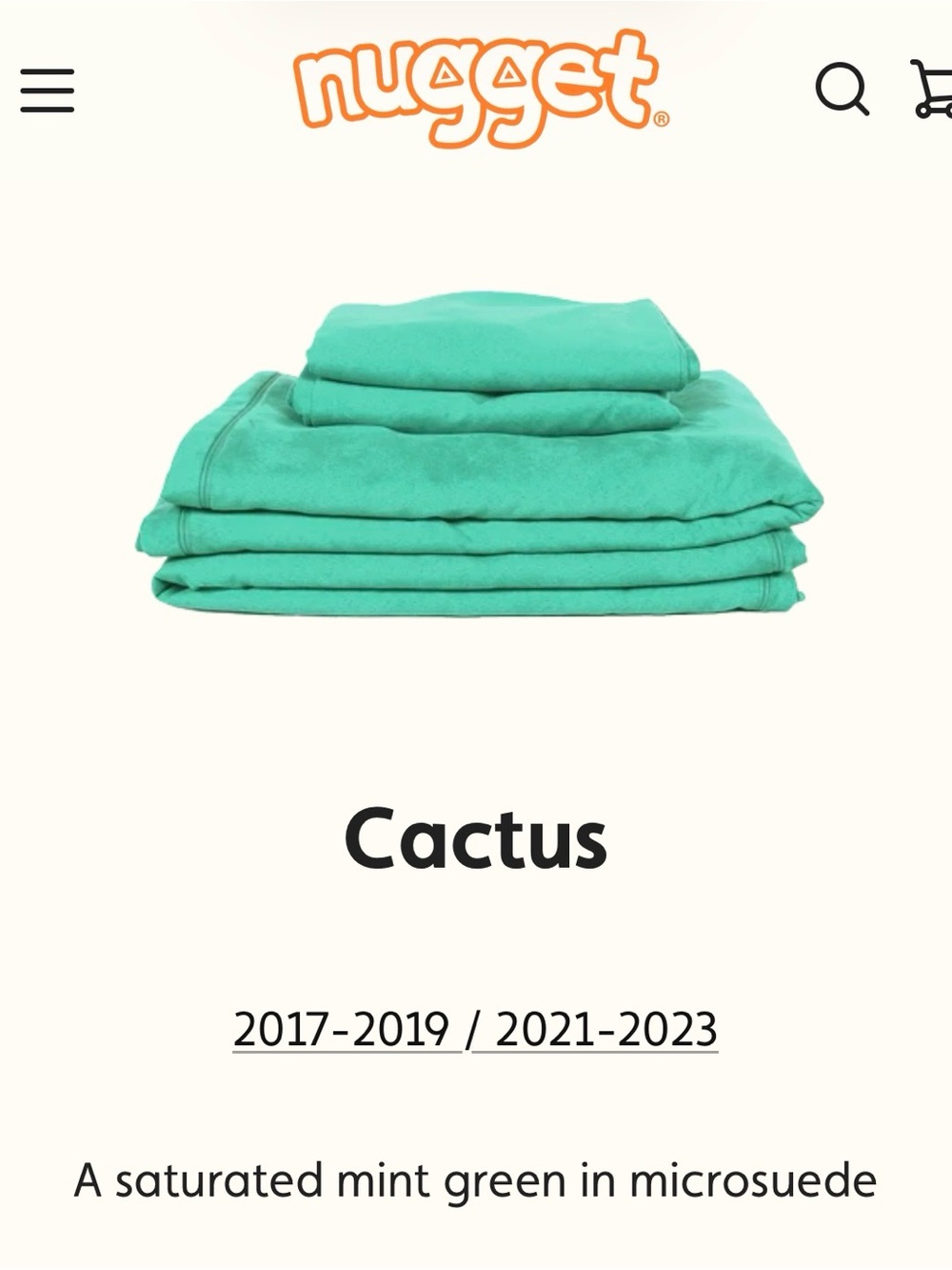 NEW Nugget Comfort Couch Cactus play couch cover Microsuede retired rare htf